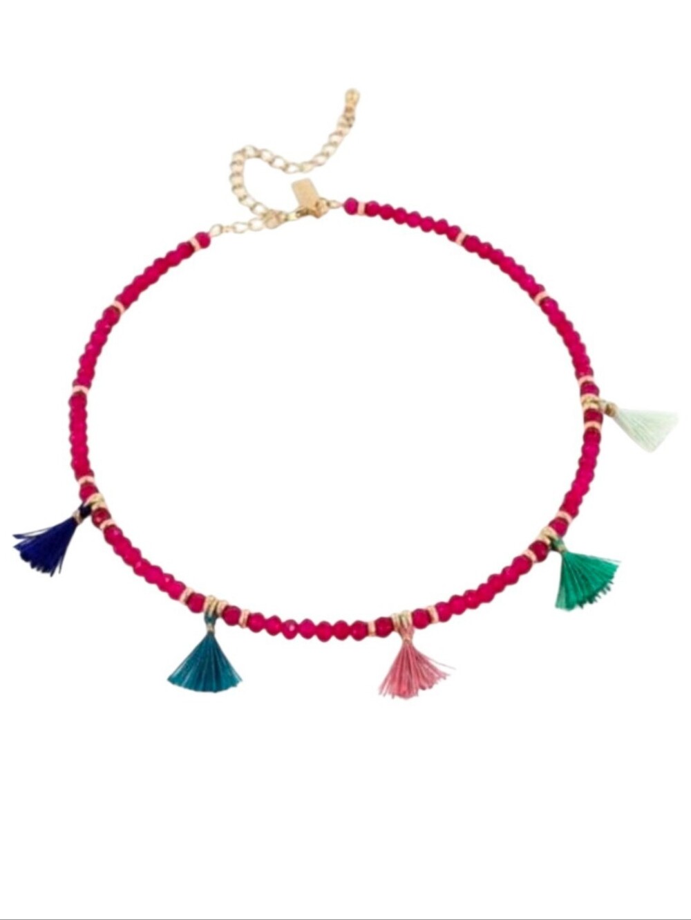 Fuchsia W/Colorful Tassels Choker
